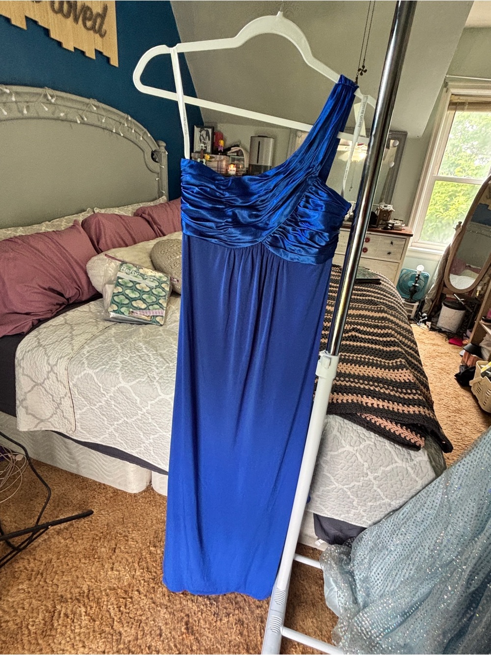 One-Shoulder Royal Blue Evening Gown
